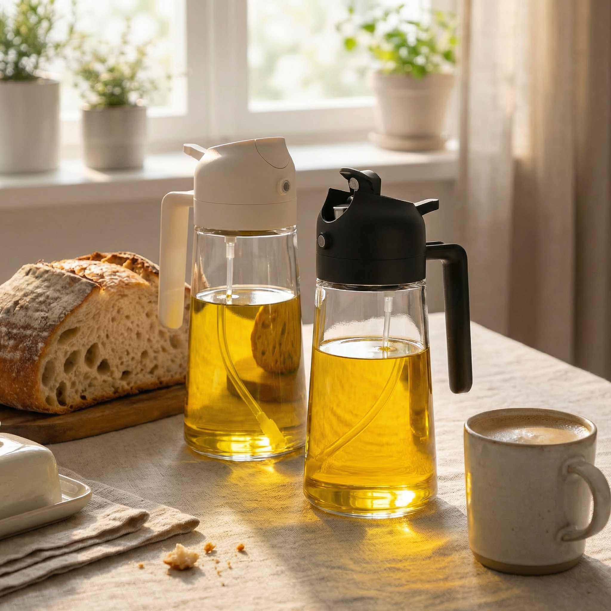 2-Pack 16oz 2-in-1 Glass Oil Sprayer & Dispenser