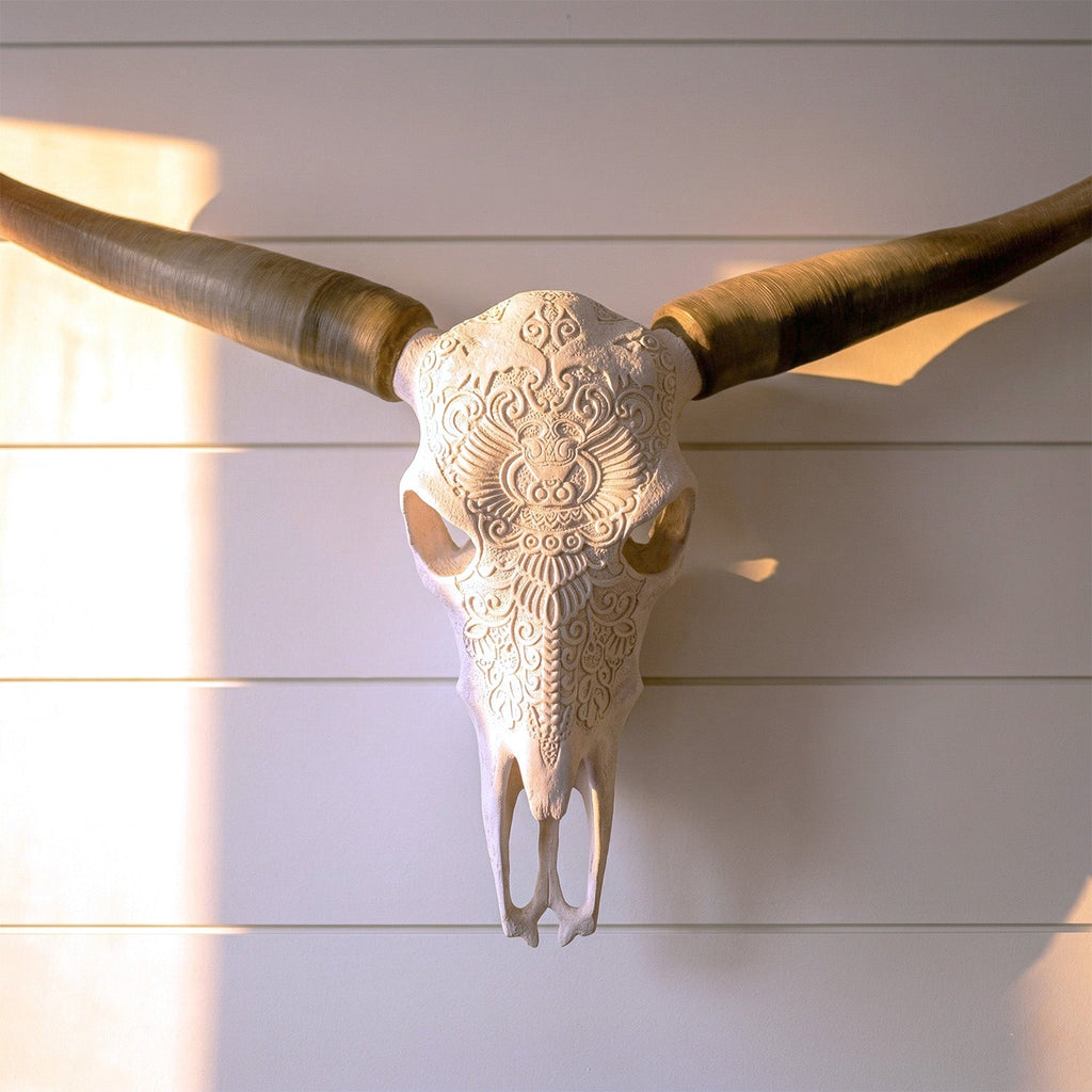 ADG42 Decorative Steer Skull and Horns Western Wall Decor