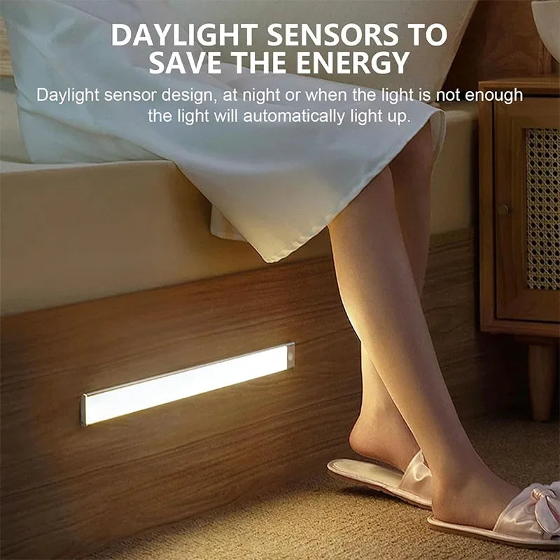 10-60CM Ultra-thin LED Under Cabinet Light Magnetic Rechargeable  Motion Sensor Light Suitable for Kitchens Closets Workshops